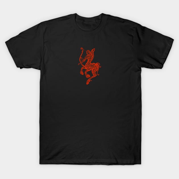 Red Sagittarius Zodiac Sign T-Shirt by jeffbartels